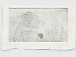 Anca Munteanu Rimnic - All holdes a ball, etching, 8x3 cm